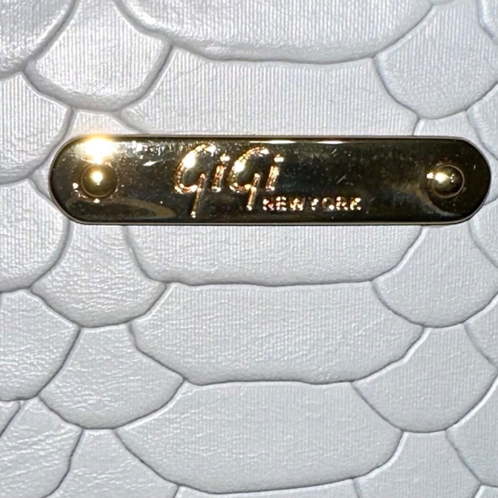 GiGi UBER Python Embossed Leather Clutch In Stone - Picture 4 of 6